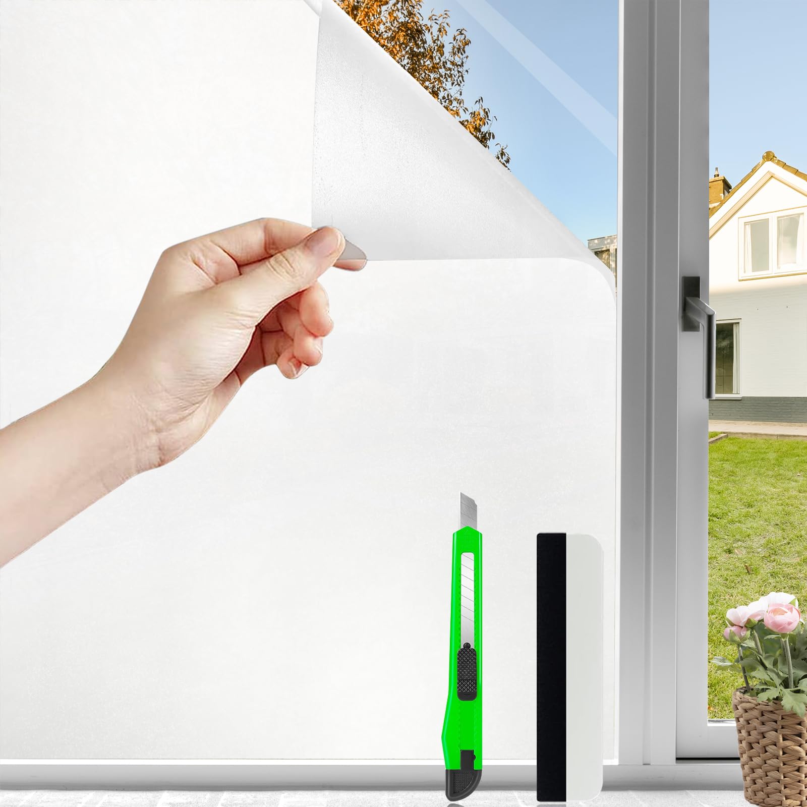 Sichtschutzfolie Fenster Milchglasfolie, Anti-UV, für Badezimmer und Zuhause, 30x200cm Selbstklebend