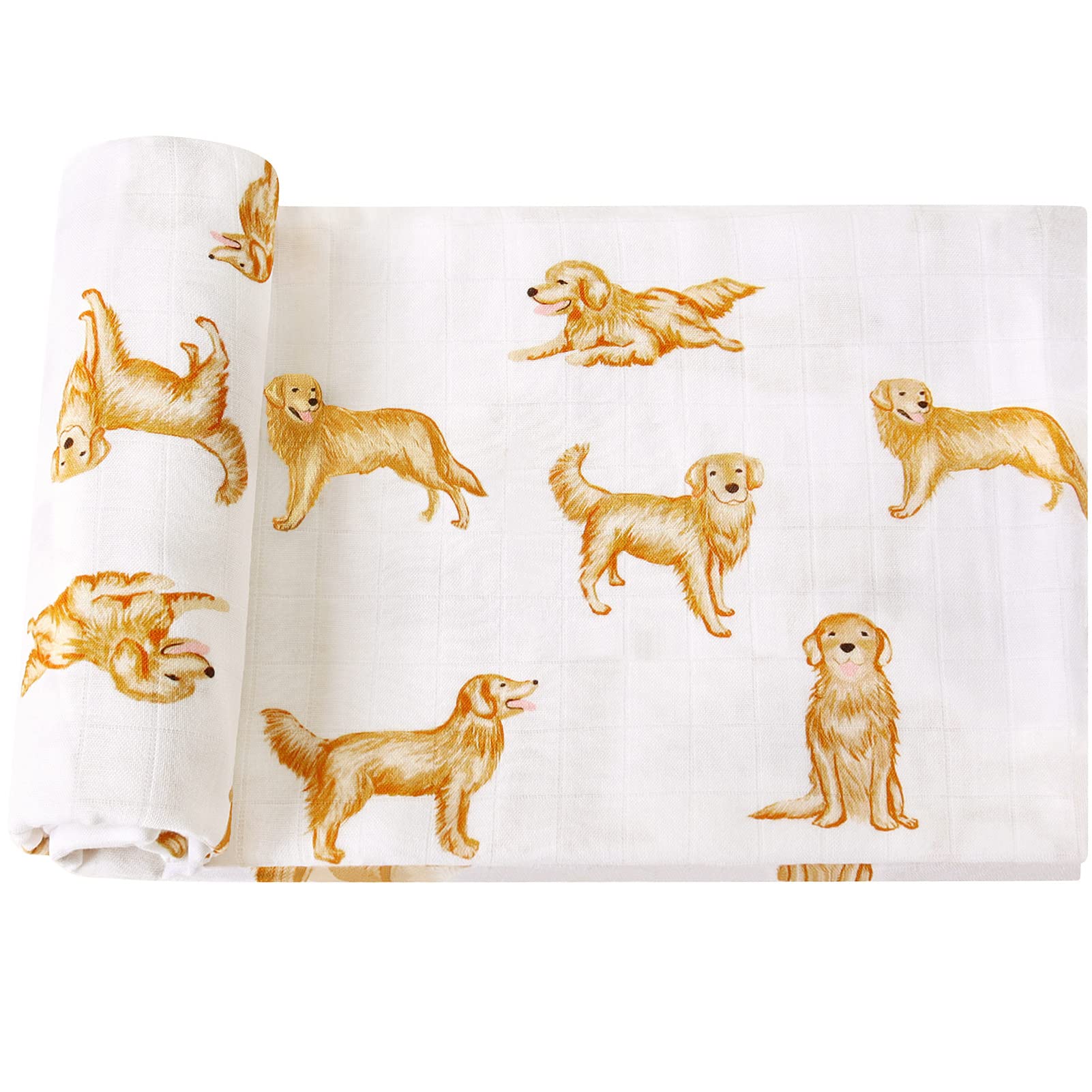 LifeTree Goldene Retriever Baby-Wickeldecken, weich und praktisch, für Neugeborene, 119,4 x 119,4 cm