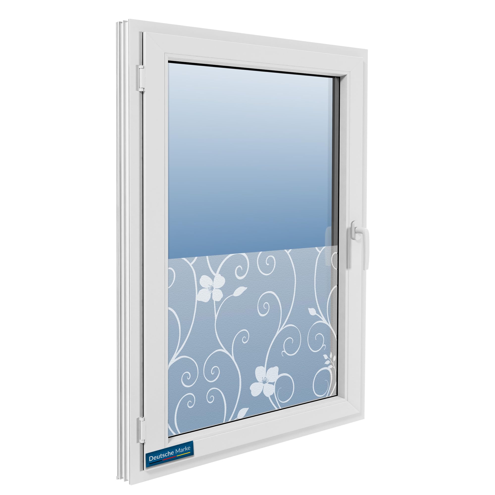 TEXMAXX Blickdichte Fensterfolie selbsthaftend - Sichtschutz für Fenster - Efeu Design - 90cm x 150cm - Milchglasfolie