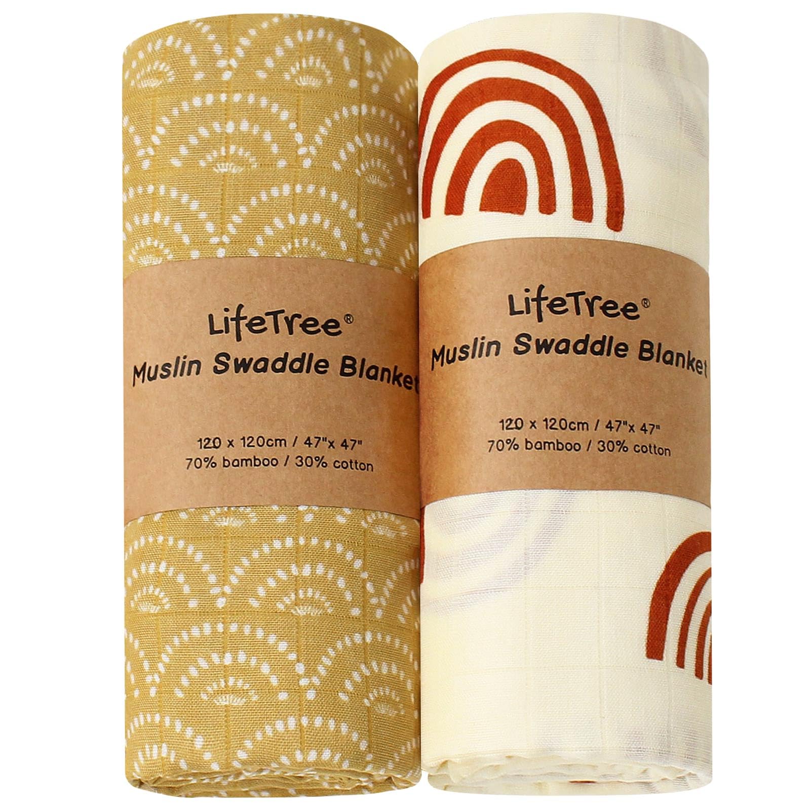 Lebze LifeTree Musselin Baby Decke Pucktücher 120x120cm Kuscheldecke für Jungen und Mädchen Aufstoßen Tuch & Baumwolldec