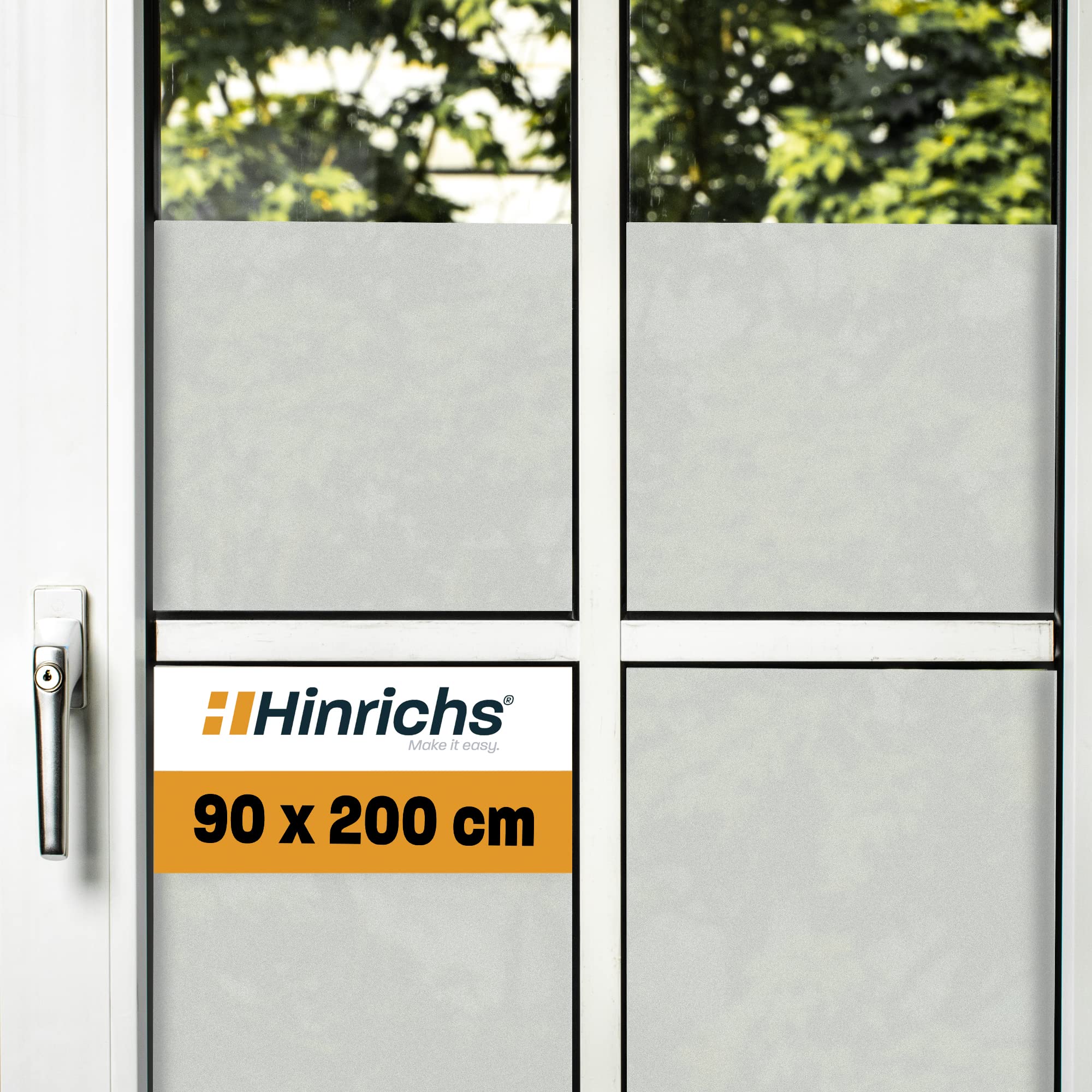 Hinrichs UV Fensterfolie Selbsthaftend - Sichtschutz für Fenster - ideales Selbstklebendes Matt-Milchglas für den Innenr