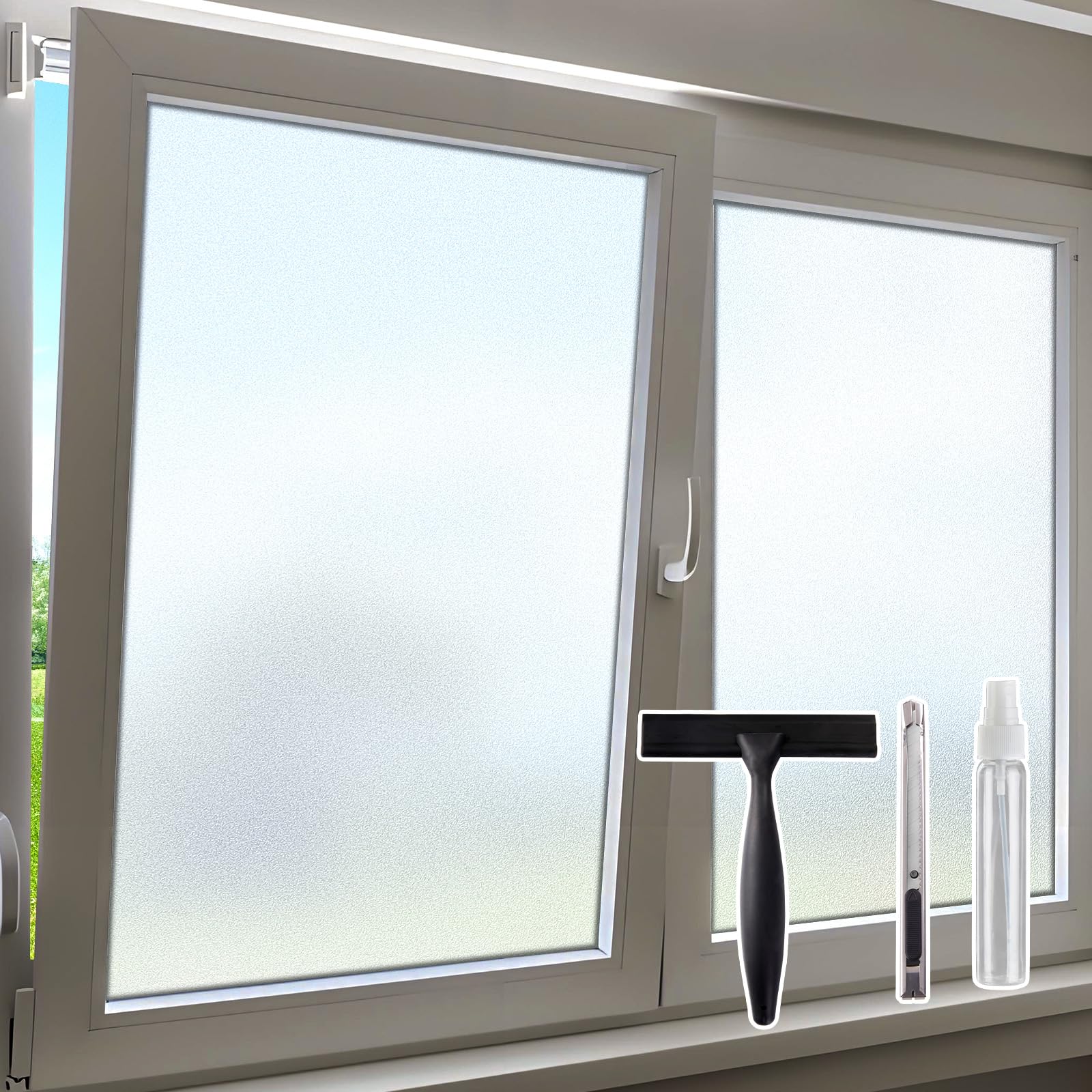 Windimiley Selbstklebende Milchglasfolie für Heimbüro Badezimmer Küche UV-Schutz Sichtschutz 4|5 x 200 cm  
Windimiley B